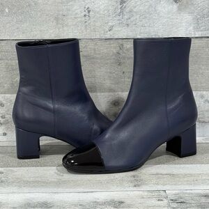 Stuart Weitzman Milla Cap Toe Blue Leather Ankle Boots - Sz - 6.5B .US